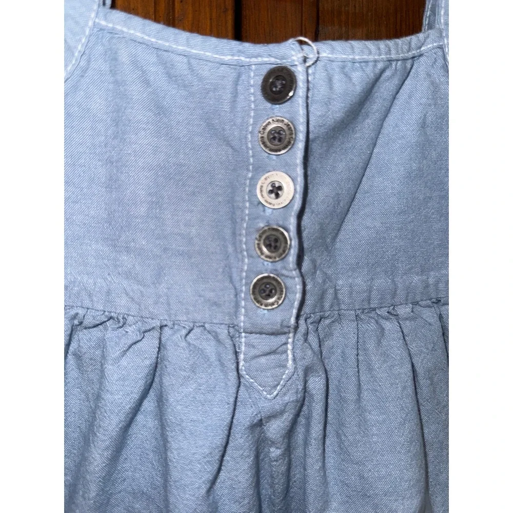 Calvin Klein Jeans Baby Girl Light Blue Chambray Cotton Dress 12M Sleeveless
